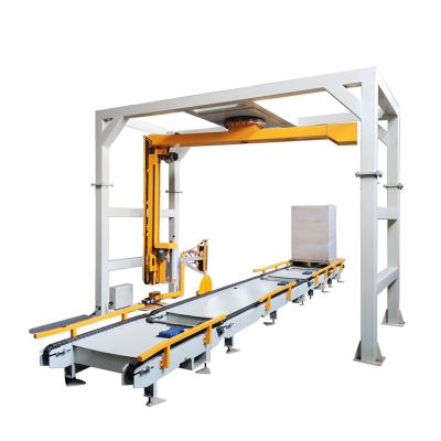 China industrial food film assembly line heavy duty rotary arm stretch wrap flim windmill tray full automatic packing machine for sale