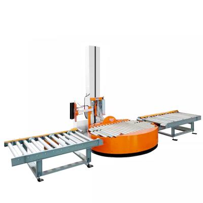 China CLOTHING conveyor type fully automatic vertical plastic flim pallet stretch wrapping wrapping machine for sale