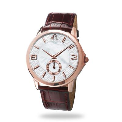 China High quality rose gold water resistant case for men's leather strap casual quartz watch can be customized for sale