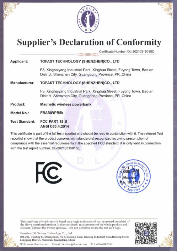 FCC - Tofast Technology(Shenzhen) Co., Ltd.