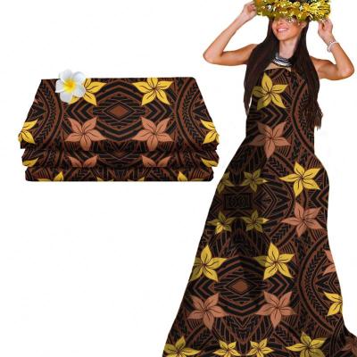 China 2021 New Polynesian Stretch Fabric Dresses Use Custom Pattern Digital Printing Thermal Transfer Use 100% Polyester Fabric for sale