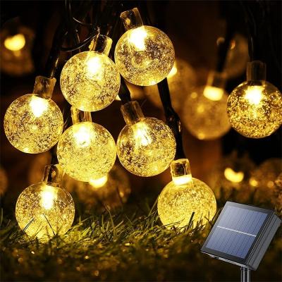 China Garden Crystal Ball Solar String Lights 8 Modes Outdoor Solar Waterproof Holiday Decoration Led Outdoor String Lights for sale