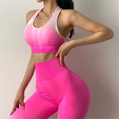 China Breathable Custom Logo Seamless Yoga Set 2021 Gym Wear Sets Yoga Bra And Leggings Set for sale