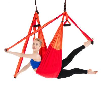 China Universal Cheap Customized 6 Colors Home Aerial Swing Flying Hammock Hanging Yoga Hammock 20 Handles Belt 20 Colors for sale