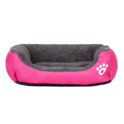 China Warm Comfy Soothing Dog Bed Amazon Rattan Plush Dog Bed Winter Sustainable Dog Foot Print Color Candy Bestsellers for sale