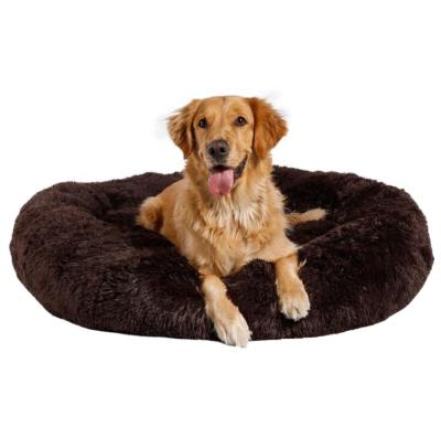 China 2021 Stocked Autumn Winter Donut Shape Plush Dogs Bed Keep Warm Cozy Large Medium Small Donut Dog Bed for sale