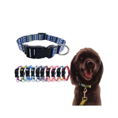 China Custom 2021 Pet Supplies Collars Printing High Quality Stylish Nylon Buckle Retractable Plastic Pet Collar for sale