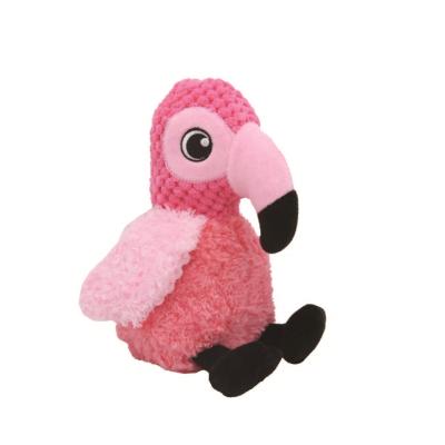 China Stocked Wholesale Pet Products Customization Plush Baby Flamingo Trains Dog ToyPet Squeaky Interactive Toys for sale