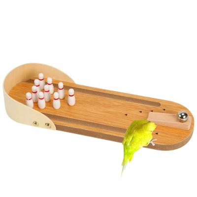 China Pet Products Parrot Bird Mini Desktop Bowling Toy Parakeet Intelligence Training Stocked Wooden Game for Finch Budgie Cockatiels Conure for sale