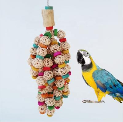 China 2021 Hot Stocked Bird Parrot Hammock Swings Ladders For Colorful Wooden Pet Training Bird Bite ToyPet Products Pet Toys for sale