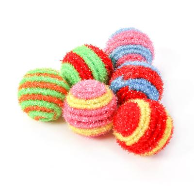 China Sustainable Pet Supplies FactoryPet Products Elastic Cat Toys Rope Ball Cat Supplies Grasping Likes 4.5cm Wire Pet Toys for sale