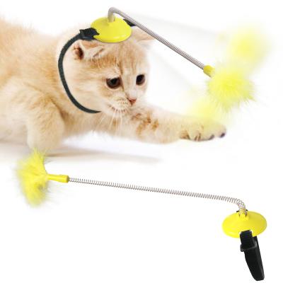 China 2021 Factory Wholesale Cats Manufacturer Hot Sale Cat Toy Spring Feather Cat Funny Stick Cat Creative Pet Fighting Durable for sale