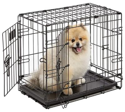 China Stainless Steel Solid Color Breathable Foldable Facility Pet Crate Comfortable And Firm For Small Medium Large Dogs for sale