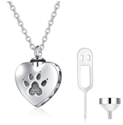 China Hot Puppy Pendant Paw Urn Necklace S925 Sterling Silver Urn Necklace Dog Jewelry Cremation Sale Custom Viable Shape Special Gift for sale