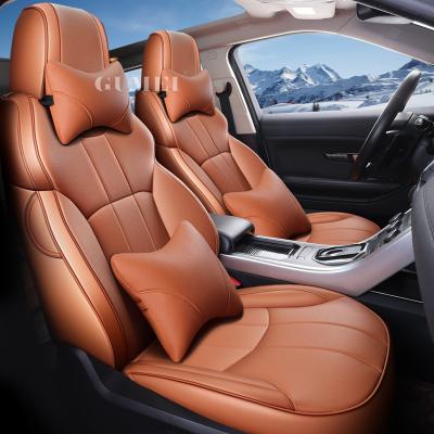 China Breathable High End Durable Seat Covers For Cars Seat Cover Luxury Breathable Orange Leather Car Seat Covers for sale