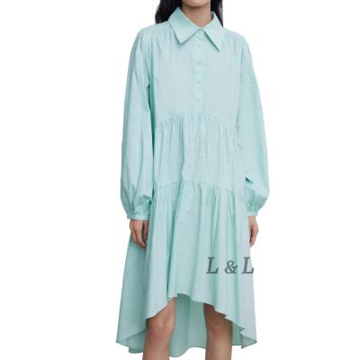 China Anti-wrinkle Guangzhou factory summer fashion casual long sleeve dress for sale