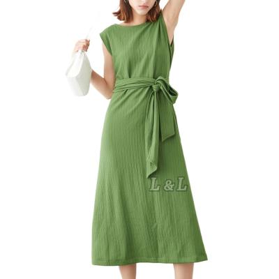 China Anti-wrinkle Guangzhou factory green wholesale fashion women summer casual dress for sale