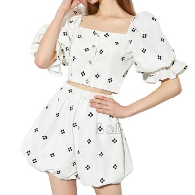 China Wholesale Summer Factory Fashion Lingda Anti-pilling Tops And Trim Womems Two Piece Sets 2022 for sale