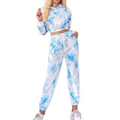 China Breathable Tie Dye Sweatpants And Hoodie Women Tracksuit Joggers Suits Sweatsuit Set for sale