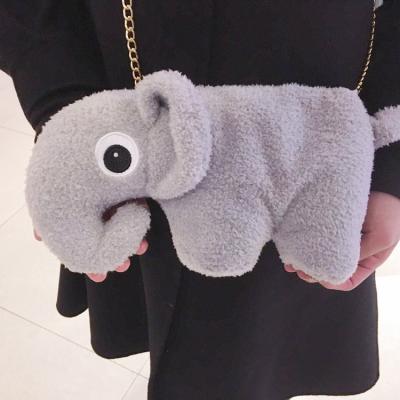 China Japan Style Gray Plush Coin Purse Animal Shape Elephant Purse Wallet for sale