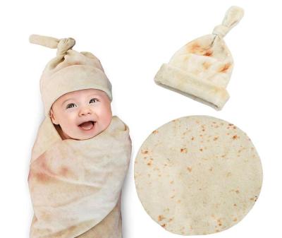 China American Style 1 Pcs Baby Burrito Tortilla Blanket Flannel Blanket With Hat for sale