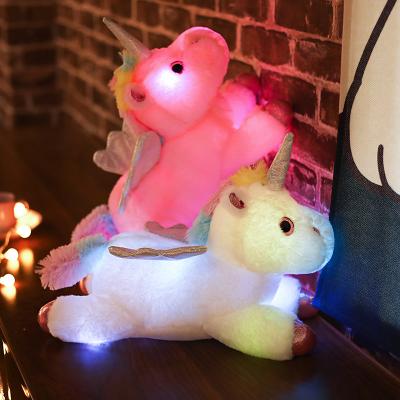 China Kids Play Unicorn Plush Toy Stuffed Calming Sleeping Animal For Baby 38cm LED Plush Unicorn for sale