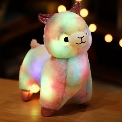 China Children Play Valentine Gift LED Plush Toy For Children 35cm Alpaca Plush Toy for sale