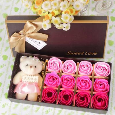 China All Customized Christmas Double Gift Box Soap Flower Bouquet Box With Lights Flower Soap Roses for sale