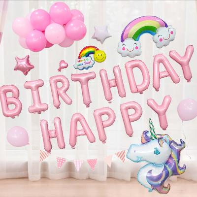 China Printing Party Decoration Unicorn Series Birthday Accessories Rainbow Birthday Party Supplies Balloon Helium Happy Birthday for sale