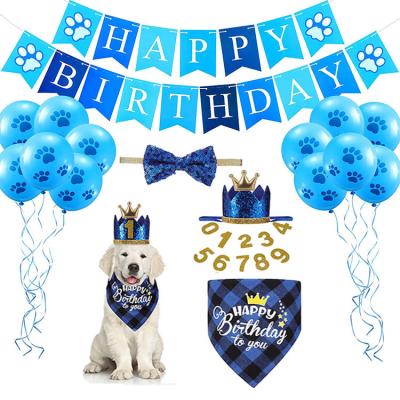 China Pet Play Happy Birthday Dog Bandanas Pet Birthday Set for sale