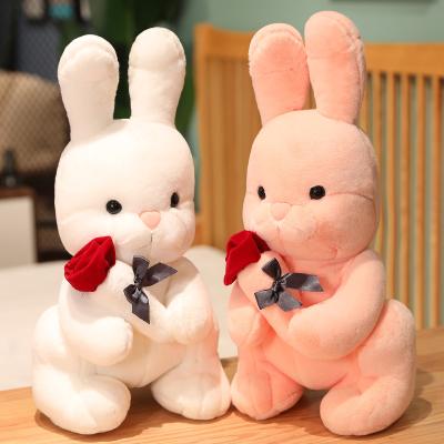 China 2022 Kids Rose Gift Valentines Day Plush Toy Rabbit For Valentine's Day Rabbit Soft Toy 30cm for sale