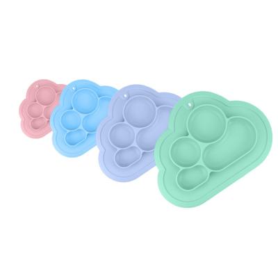 China BPA Free Food Grade Severed Kids Feeding Set Cloud Shape Baby Silicone Suction Dish for sale