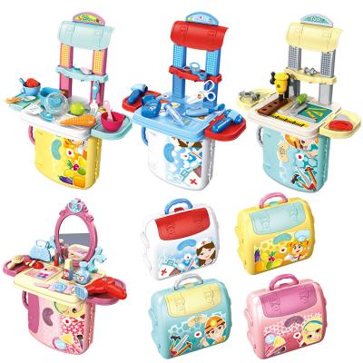 China Plastic Pretend Play Kids Play Doctor Toys Backpack Storage Hospital Playset for Pretend Kitchen Girls Makeup Play House Preschool Toy for sale