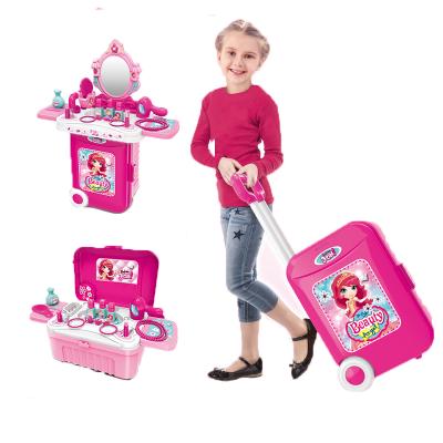 China Wholesale Indoor 3 in 1 Pretend Play Toy for Girls Makeup Set New Girls Plastic Makeup Games Beauty Makeup Kits for Kids 66.5X25X67CM for sale