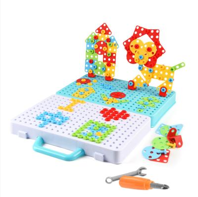 China 3D Construction Puzzle Children DIY 2D Assemble Toy With Drill Screwdriver Suitcase Intelligence Toy Plastic Jigsaw Building Children 40110 for sale