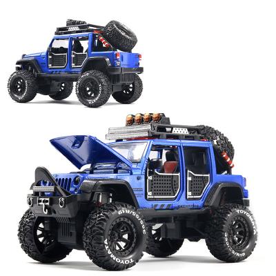 China Friction Toy Alloy 1 24 Die Open Car Pull Back Model Toy Vehicles Light Sound Noise Off-Road Toys Hood On Car Vehicle For Boys for sale