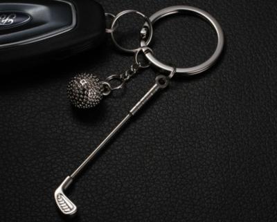 China Promotional Gift Key Chain Golf Putter Shape Metal Golf Ball Key Holder Sports Keychain for sale