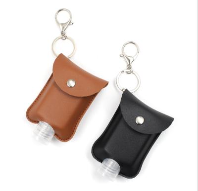 China Hand Wash Leather Key Chain Sanitizer Bottle Fasion Keychain PU Leather Holder For Bottle for sale