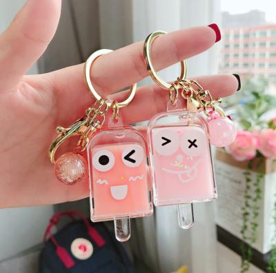 China Fashion Ice Cream Key Chain Mini Popsicle Keyring Kids Bag Acrylic Pendant Charm for sale