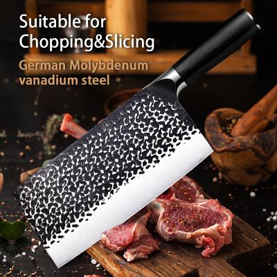 China Sustainable Konoll 8 Inch Cleaver Knife With Pakka Wood Handle Cutting Knife With Hammering Pattern for sale