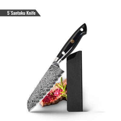 China Professional KONOLL 5inch Disposable Carbon Steel Japanese Santoku Knife With Laser for sale