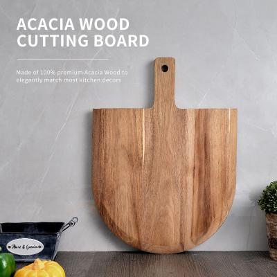 China Home Kitchen Sustainable Large Size Konoll Acacia Wooden Chopping Board Serving Chopper Board With Handle for sale