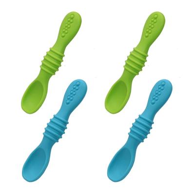 China BPA Free Silicone Baby Spoon Stage One For Baby Eating, Baby Led Weading Spoon For Toddler Self Feeding Training for sale