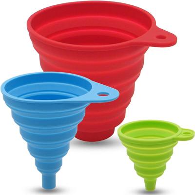 China Custom Viable Collapsible Silicone Kitchen Silicone Funnel Collapsible Funnel for Filling Bottles, Liquid, Powder Transfer for sale