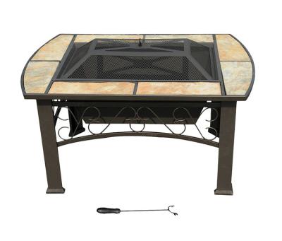 China Rectangle Stocked Shape Outdoor Fire Pit Table for sale