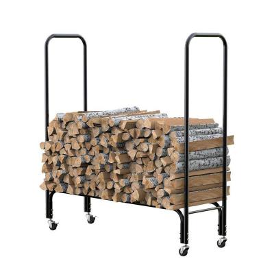 China Iron Log Rack Firewood Storage Rack, Heavy Duty Fireside Log Rack with Wheels for Easy Carry BLJ-2001 for sale