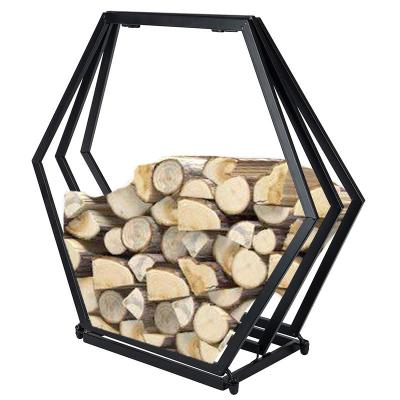 China Hexagon Steel Durable High Quality Indoor Design Log Rack Durable Steel Log Rack for sale