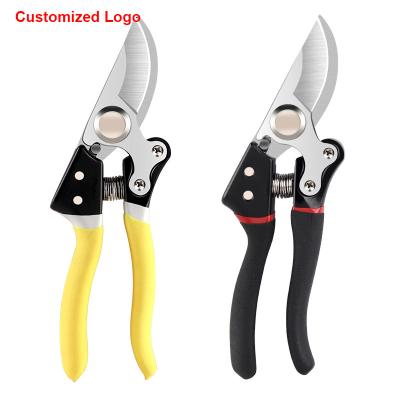 China LOW MOQ Anti-Slip Handle CUSTOMIZED LOGO Garden Hand Pruner Shears Tips Action Curved Blade Bonsai Scissors Customize Anti Tool Steel PVC for sale