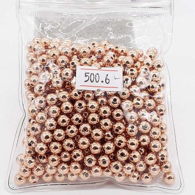 China Wholesale METALS Rose Gold Plated 5mm 6mm 8mm Solid Stainless Steel Metal Round Bead For Bracelet Necklace Jewelry for sale