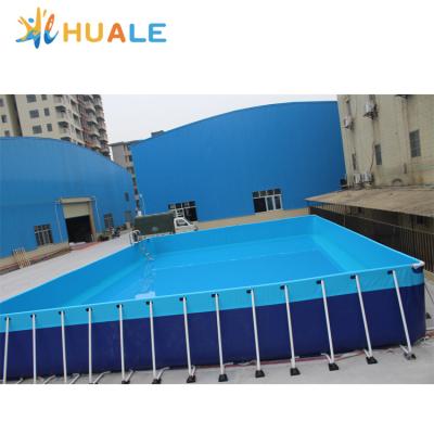 China Cheap Commercial PVC Steel Metal Frame Large Rectangular Swimming Pools Above Ground for sale